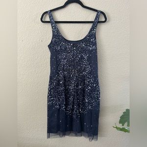 Navy blue sequin sleeveless mini dress
